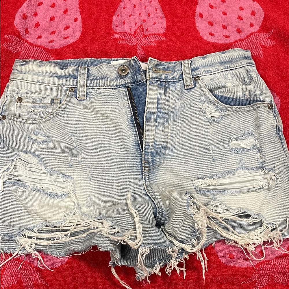 Pistola Light Blue Distressed Jean Shorts 26